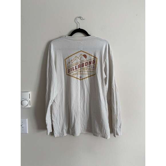 Billabong Mens Large Preium Tee Long Sleeve Ivory Beige Surf Grunge - Picture 6 of 7